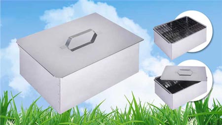 Коптильня двухъярусная Стандарт с поддоном для сбора жира (ИГ) 380х280х170 (нерж.ст. 0,5 мм)