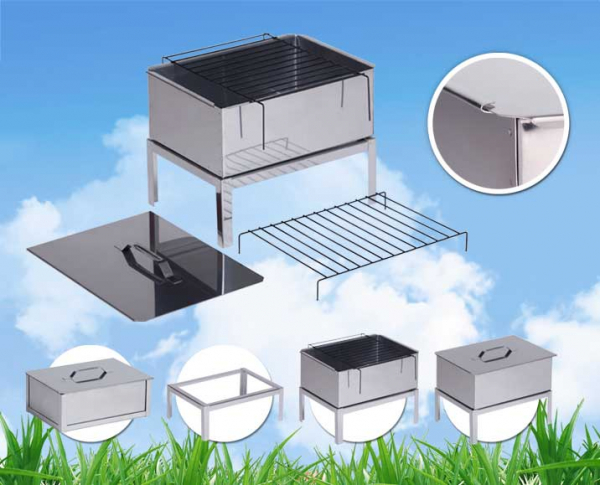 Коптильня двухъярусная Стандарт Плюс (ИГ) 480х280х170 (нерж. сталь 0,8 мм.)1